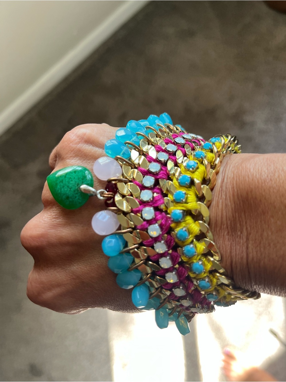 Unique Colorful Gold-Chain Beaded Bracelet